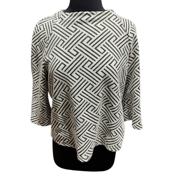 W5 by Anthropologie Geometric Woven Top | Size Large | Red Zipper Detail - Picture 1 of 4